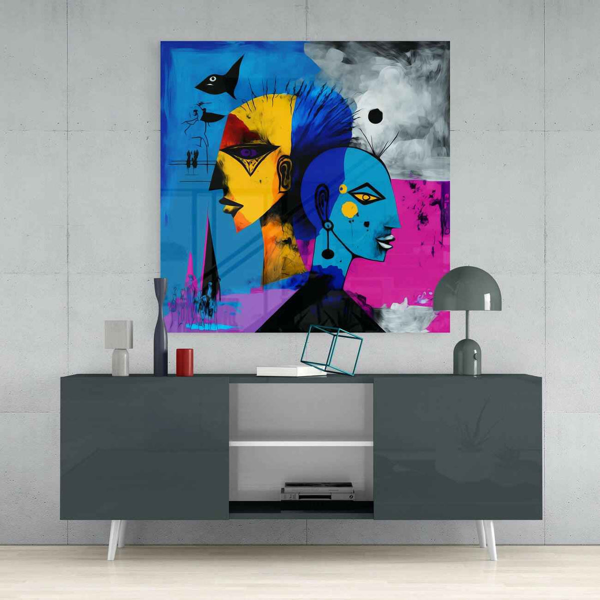Geometric Mind Abstraction Glass Wall Art || Designers Collection