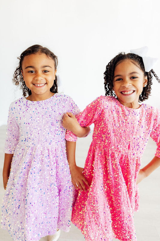Pink Velvet Sequin Dress - Shaketea