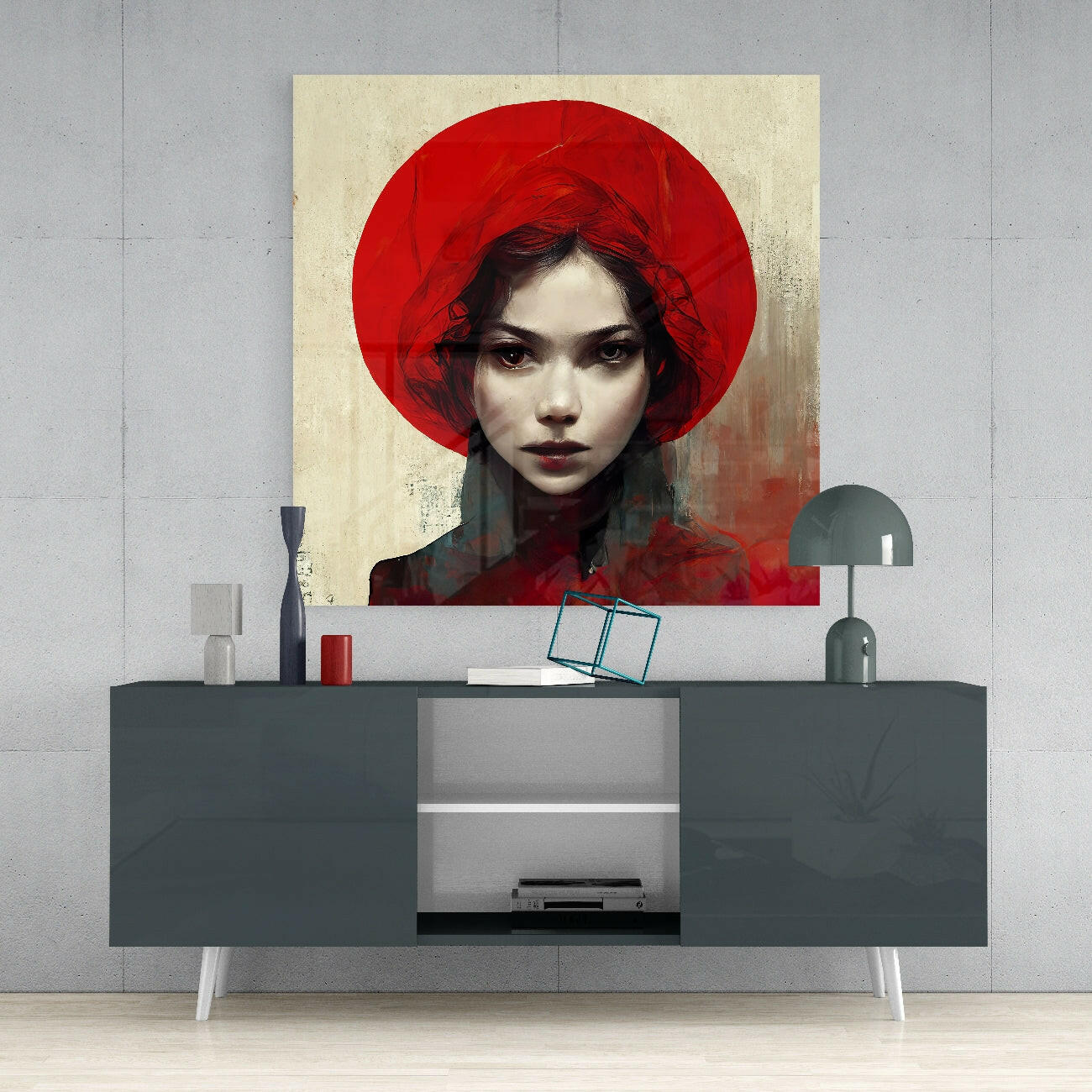 Red Hat Glass Wall Art || Designer Collection
