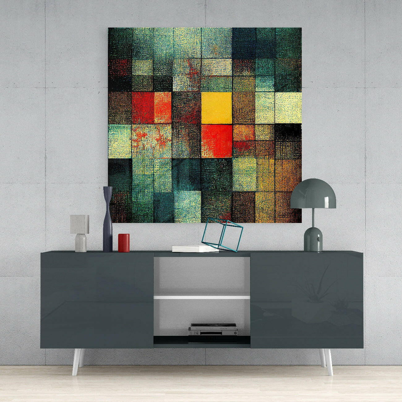 Blocks Glass Wall Art || Designers Collection
