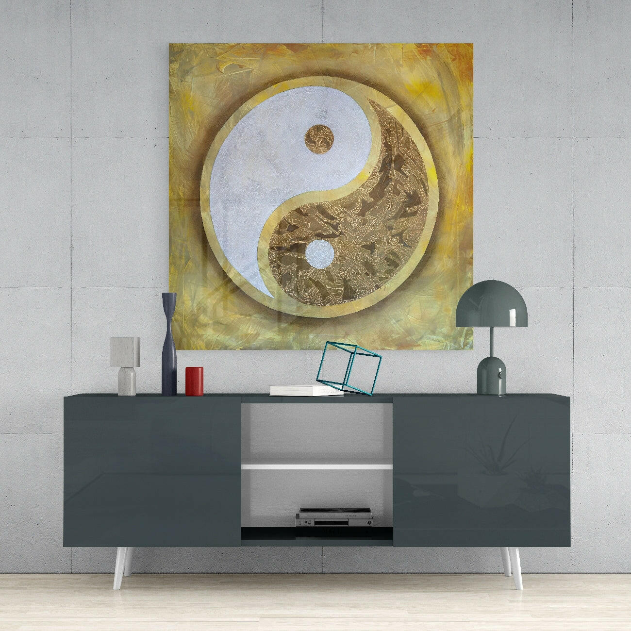 Ying Yang Glass Wall Art || Designer Collection