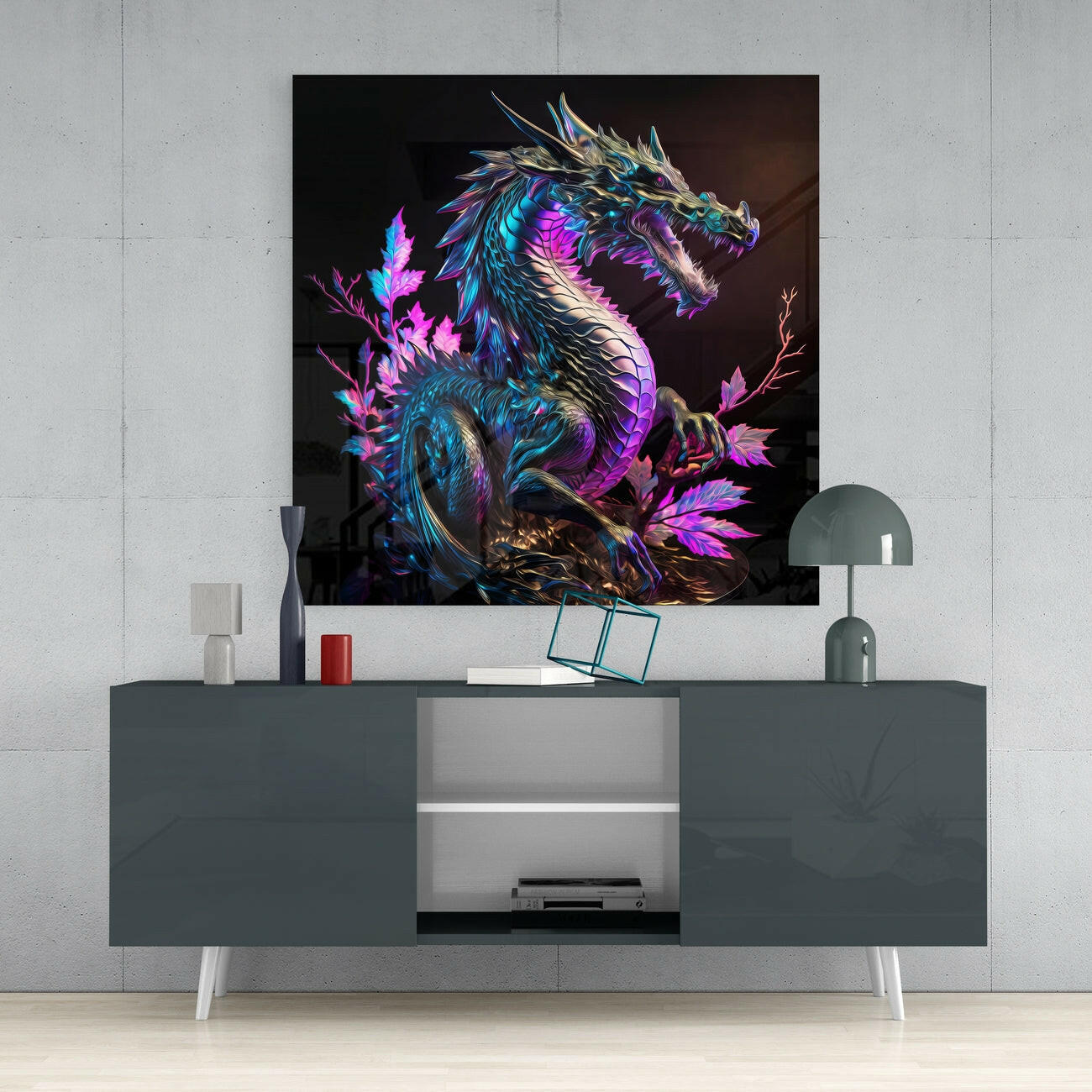 Dragon's Anger Glass Wall Art || Designers Collection