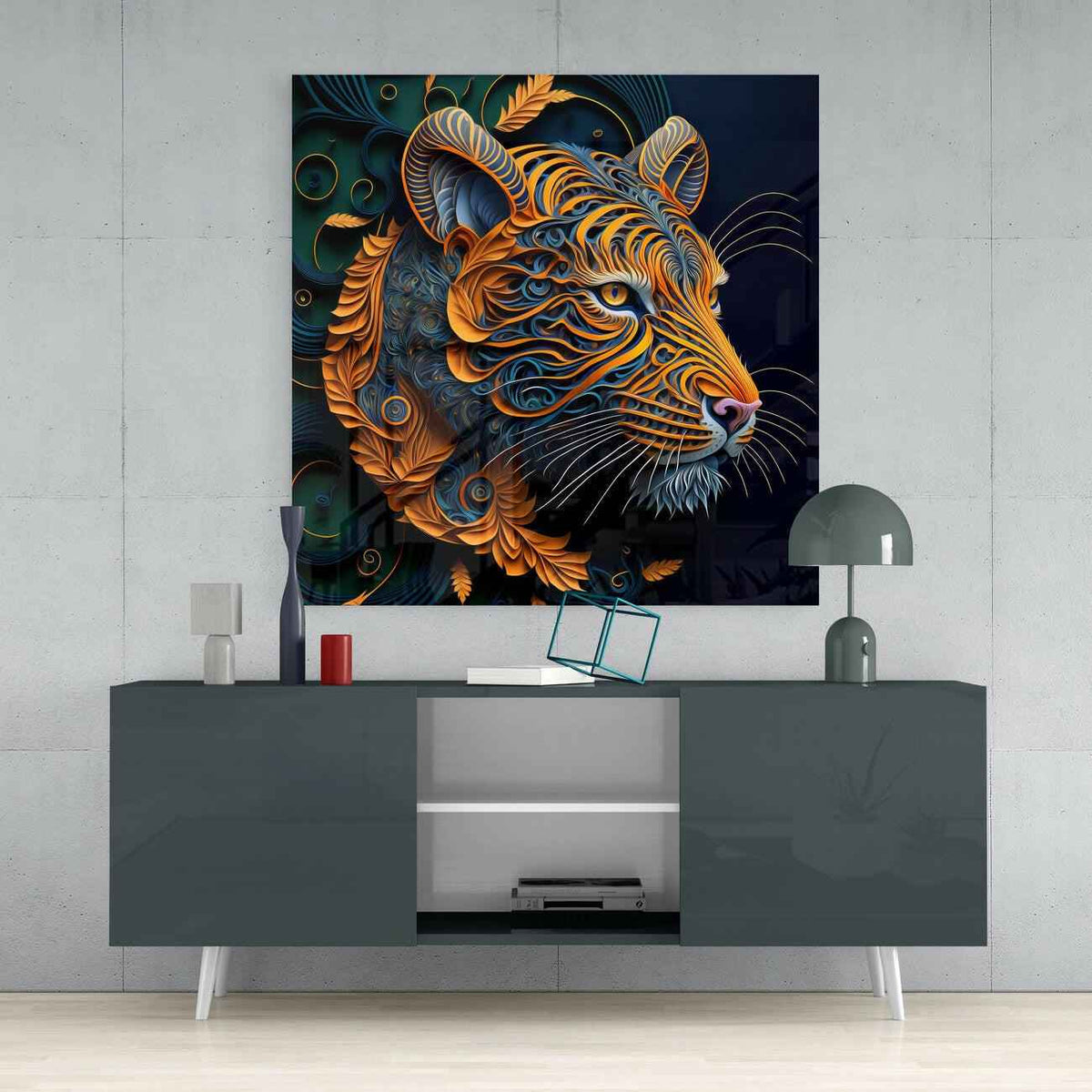 Tiger Glass Wall Art || Designers Collection