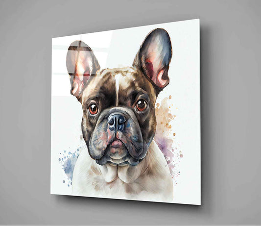 Brindle Bulldog Soft Watercolor Glass Wall Art