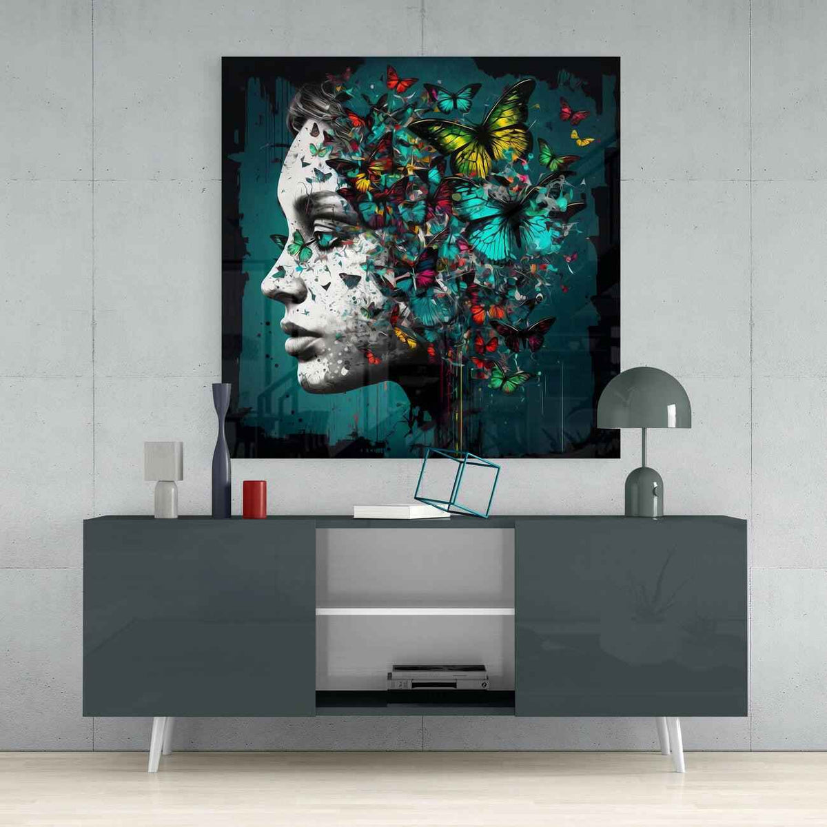 Butterfly Thoughts Glass Wall Art || Designers Collection