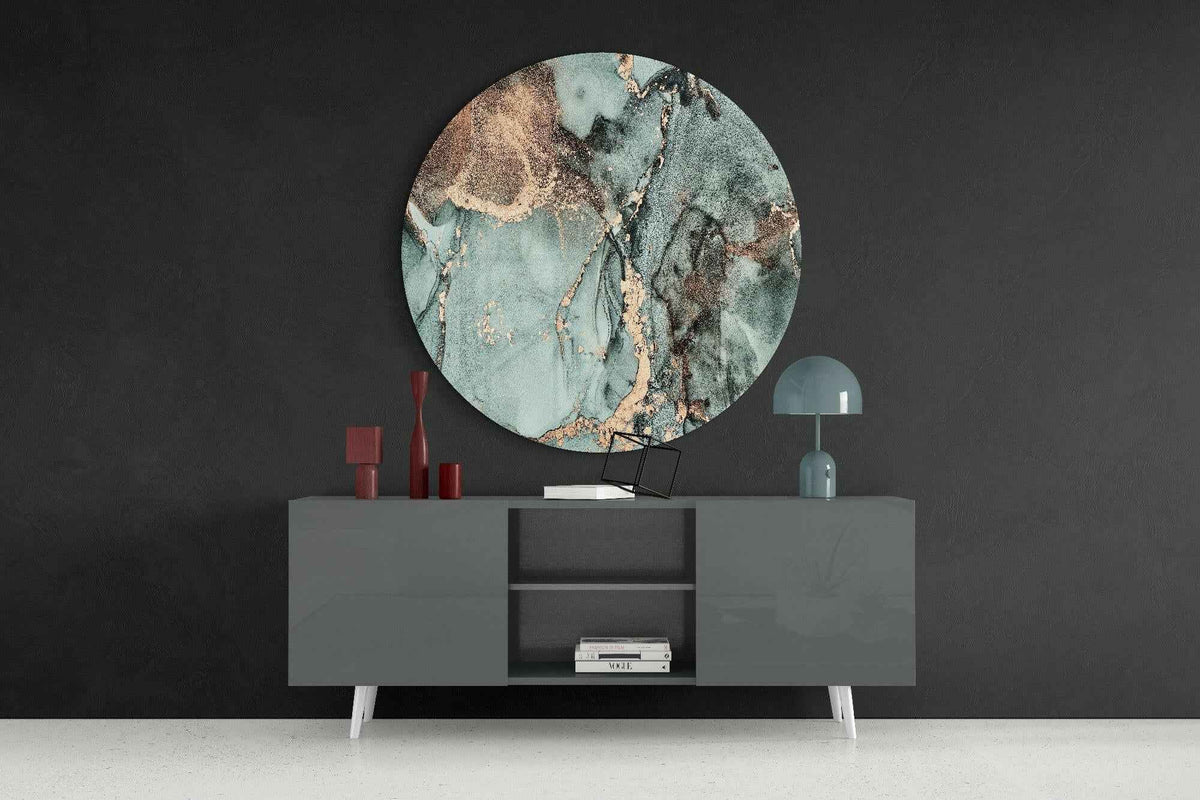 Turquoise Marble Glass Wall Art