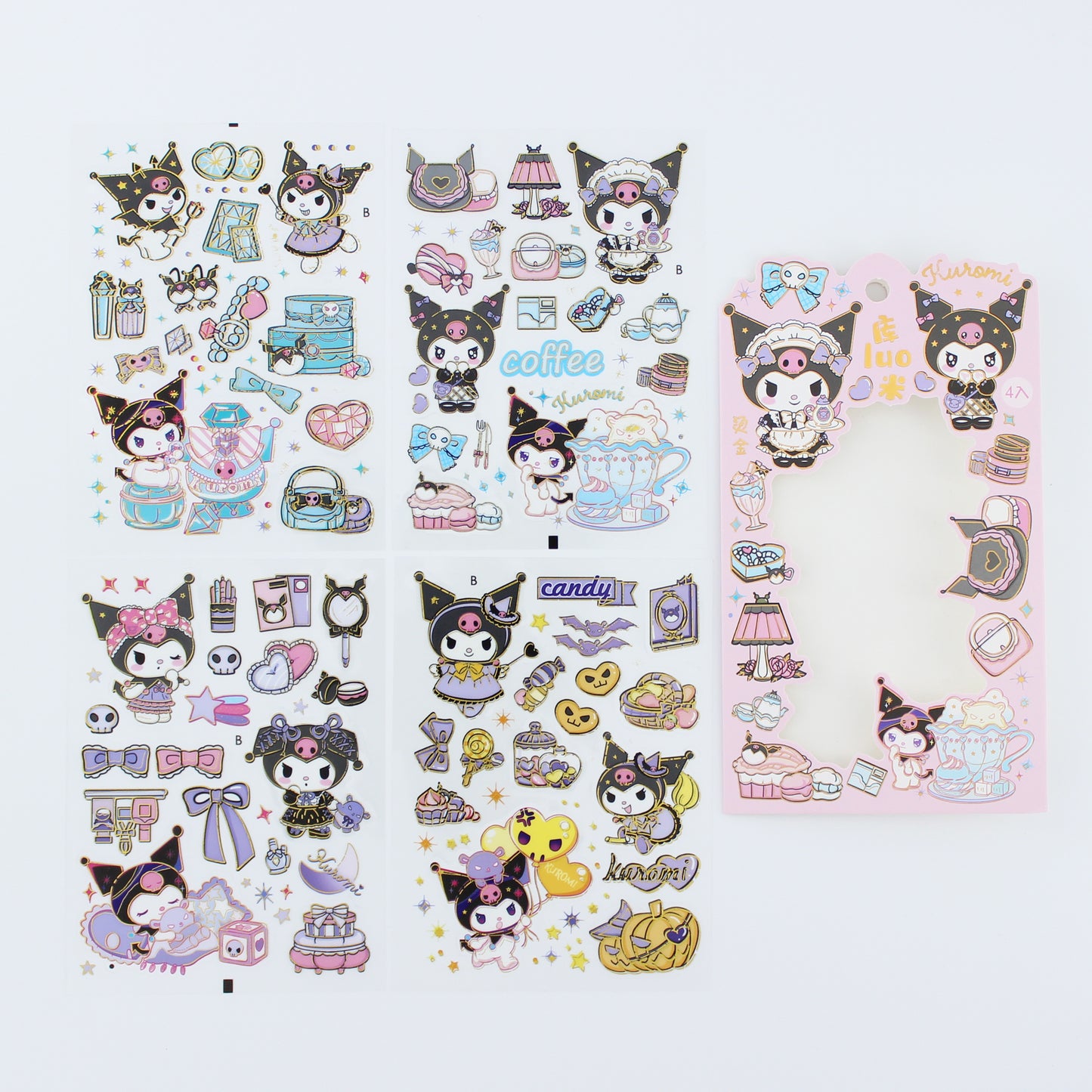 Kuromi or My Melody Sticker Set – 4 Kawaii Sanrio Sheets