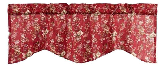 Tache Cotton Burgundy Floral Sheer Scalloped Window Treatment Fairy Tale Tea Party Valance (DXJ103443)