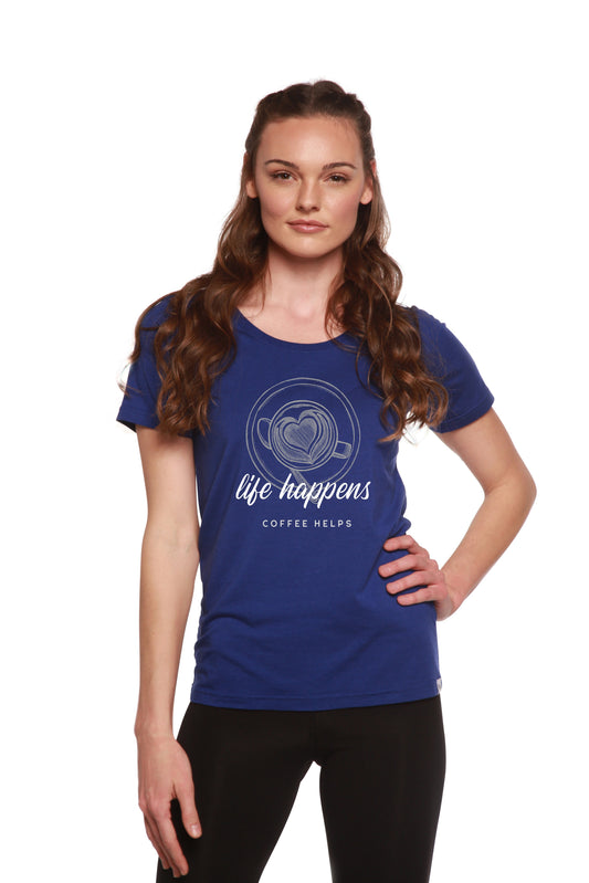 Life Happens Printed Women's Bamboo/Cotton Short Sleeve Scoop Neck T-Shirt - Shaketea