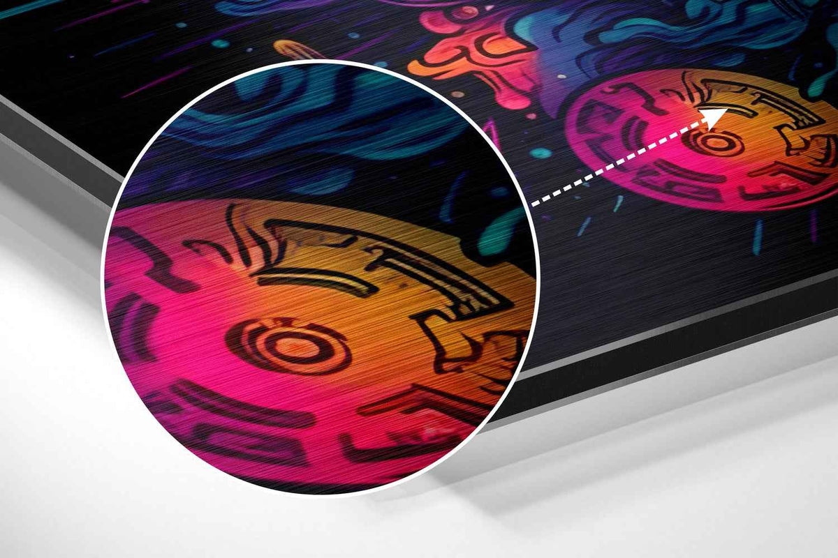 Neon Bitcoin Cosmic Burst Brushed Aluminum Dibond Wall Art