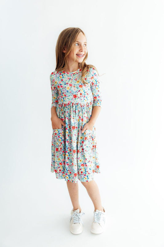 After the Rain 3/4 Sleeve Pocket Twirl Dress