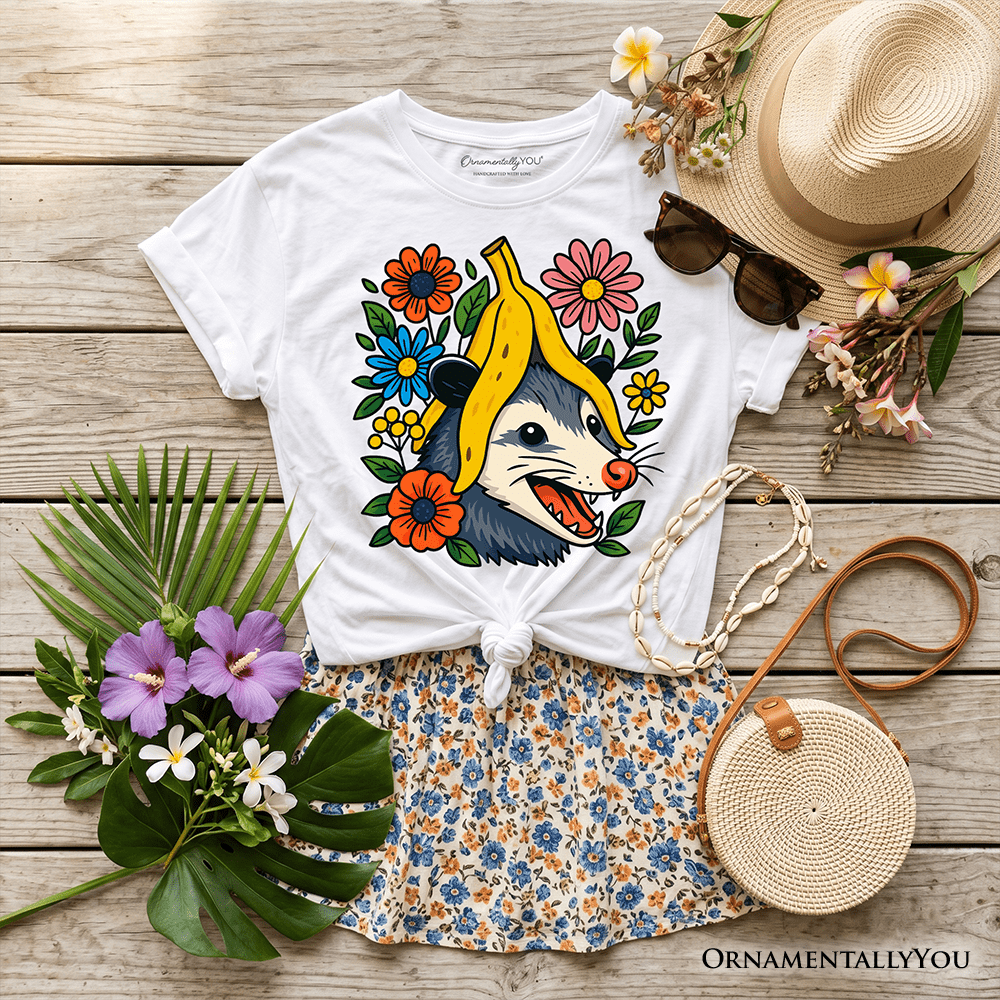 Banana Possum Floral Kids T-Shirt, Funny Animal Tee for Youth Girls