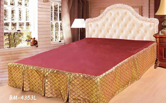 Tache Diamond Net Red Gold Argyle Pleated Tailored Platform 14" Bed Skirt Dust Ruffle (BSK-4353LC)
