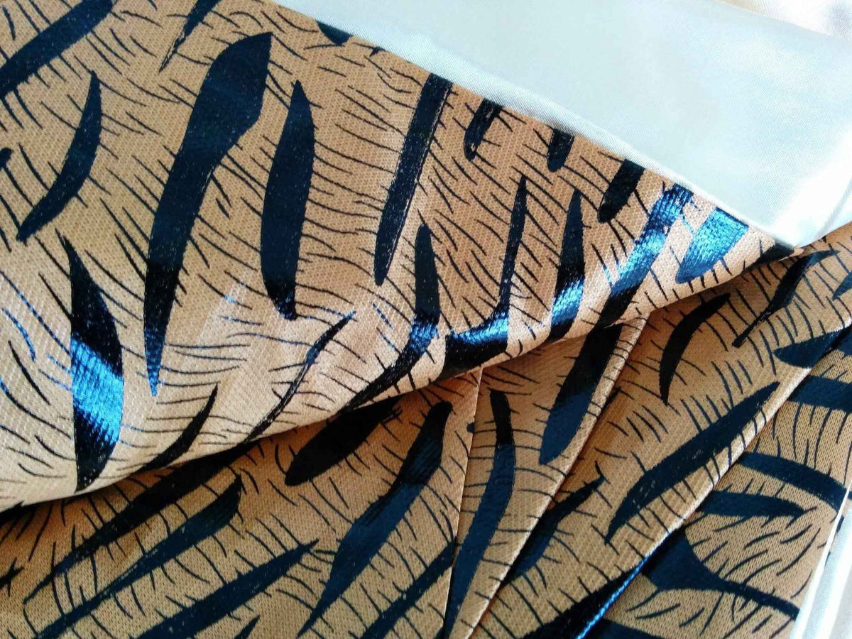 Tache Golden Brown Black Stripe Tiger Animal Print Jungle Dreams Pleated Tailored Platform 14" Bed Skirt Dust Ruffle (BSK-6182L)