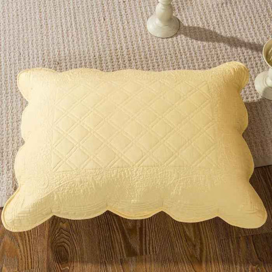 Tache Yellow Diamond Matelasse Scalloped Buttercup Puffs Pillow Sham (YELLEMDES)