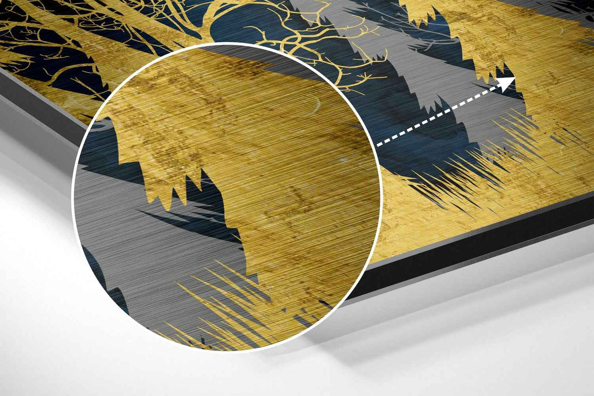 Golden Forest Brushed Aluminium Dibond Wall Art