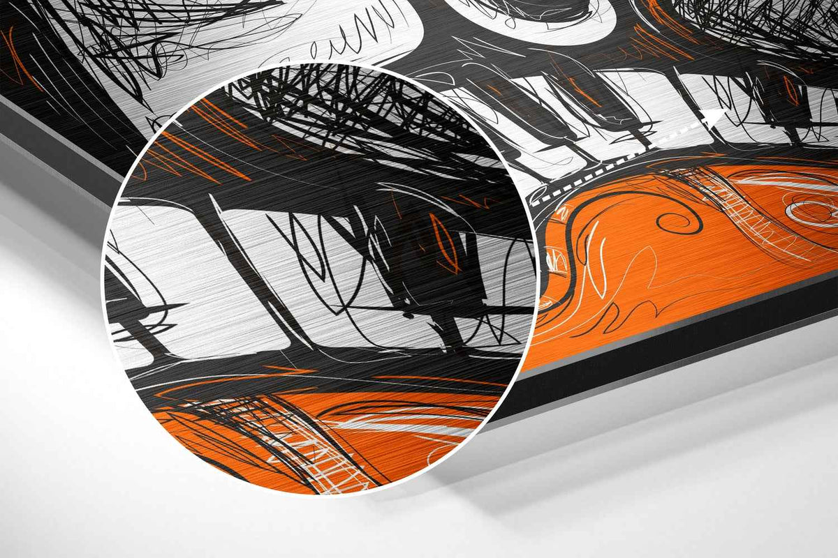 Orange Faces Piano Keys Brushed Aluminium Dibond Wall Art