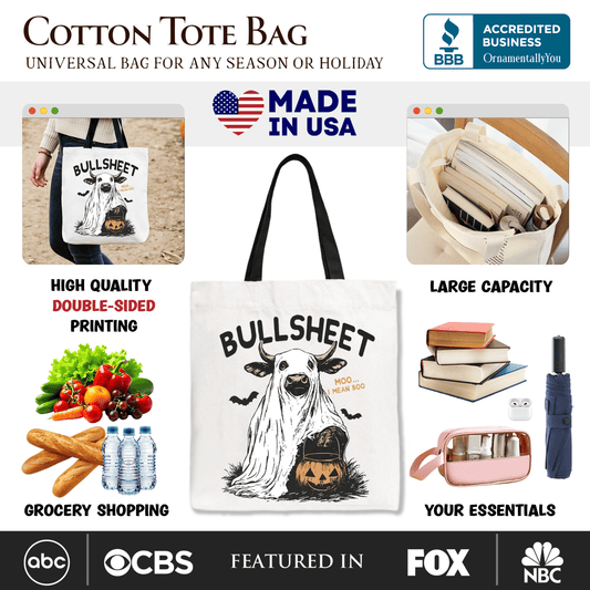 Bullsheet Halloween Bull Tote Bag, Hilarious Cow Gift Shopper for Trick-or-Treaters