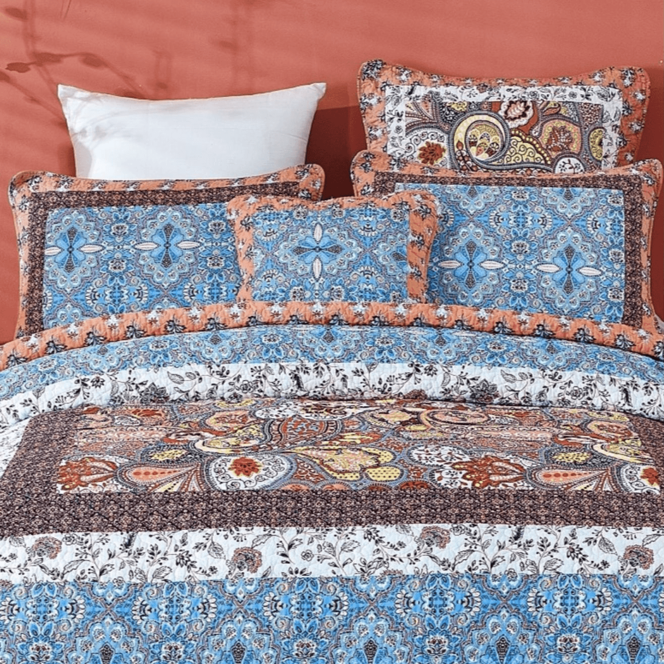 Tache Cotton Patchwork Paisley Floral Bohemian Mosaic Paradise Cushion Cover 2-Pieces (JHW-933)