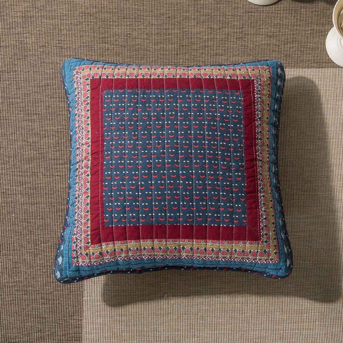 Tache Vineyard Cottage Floral Quilted Pillow Cover Patchwork 2 Pieces Cushion Covers (JHW-827-18X18-2PC)