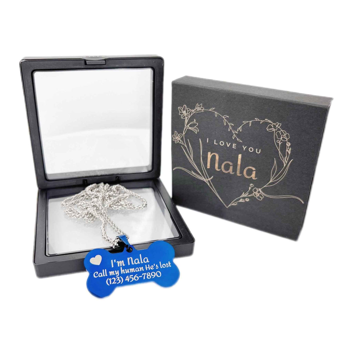 Personalized Bone Shaped Dog Tag - Stainless Steel Pet ID