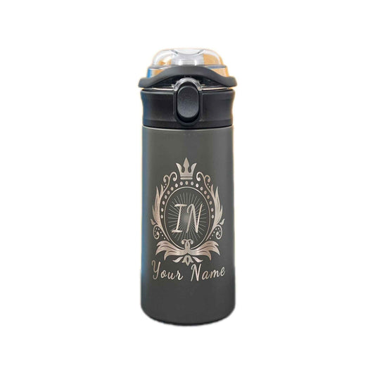 16.9 oz Custom Name Water Bottle for Kids – Crown Frame & Cute Stickers