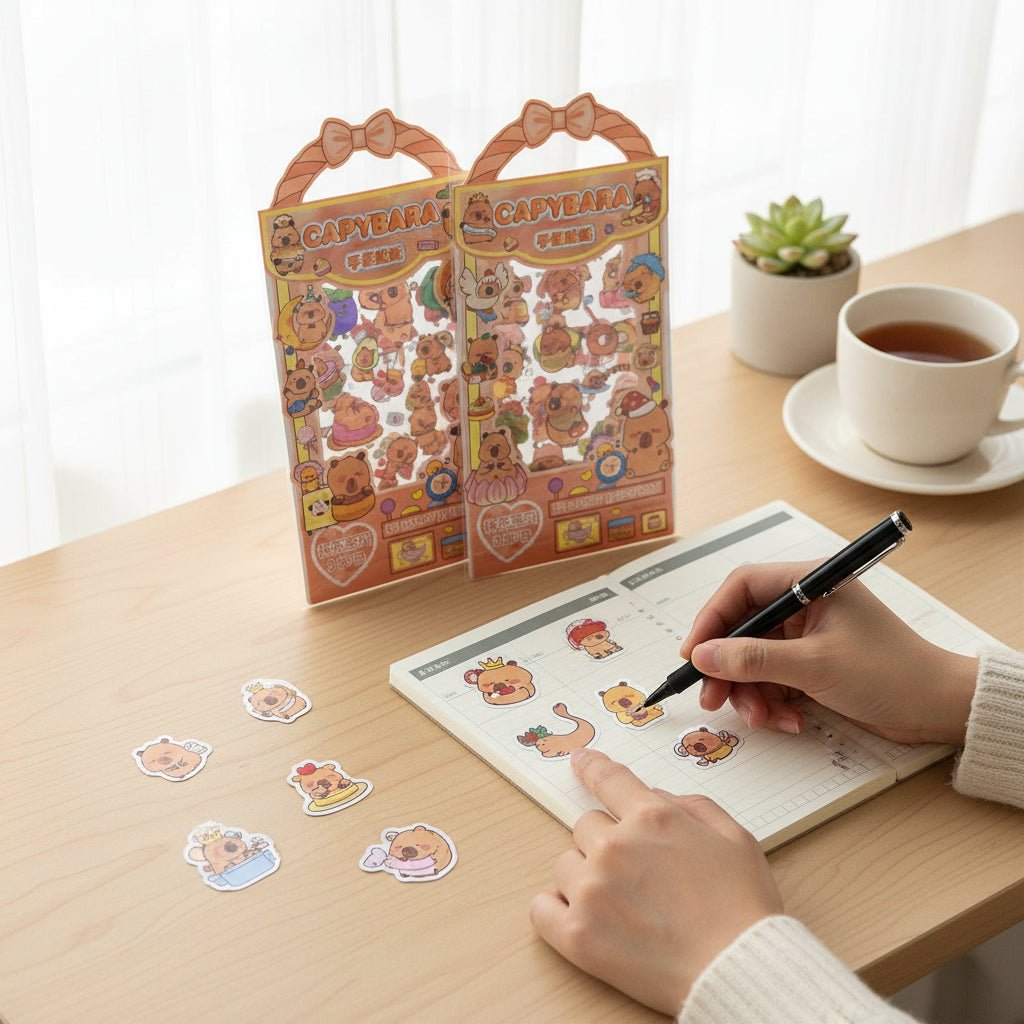 Cute Capybara Stickers 4 Sheets Pack Scrapbooking Decals