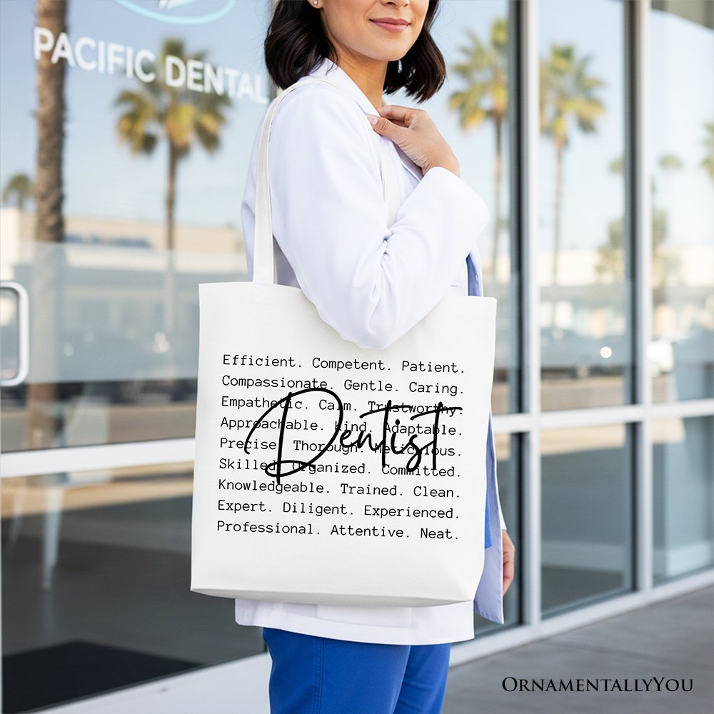 Dentist Definition Canvas Tote Bag, Dental Appreciation Words Gift Shopper