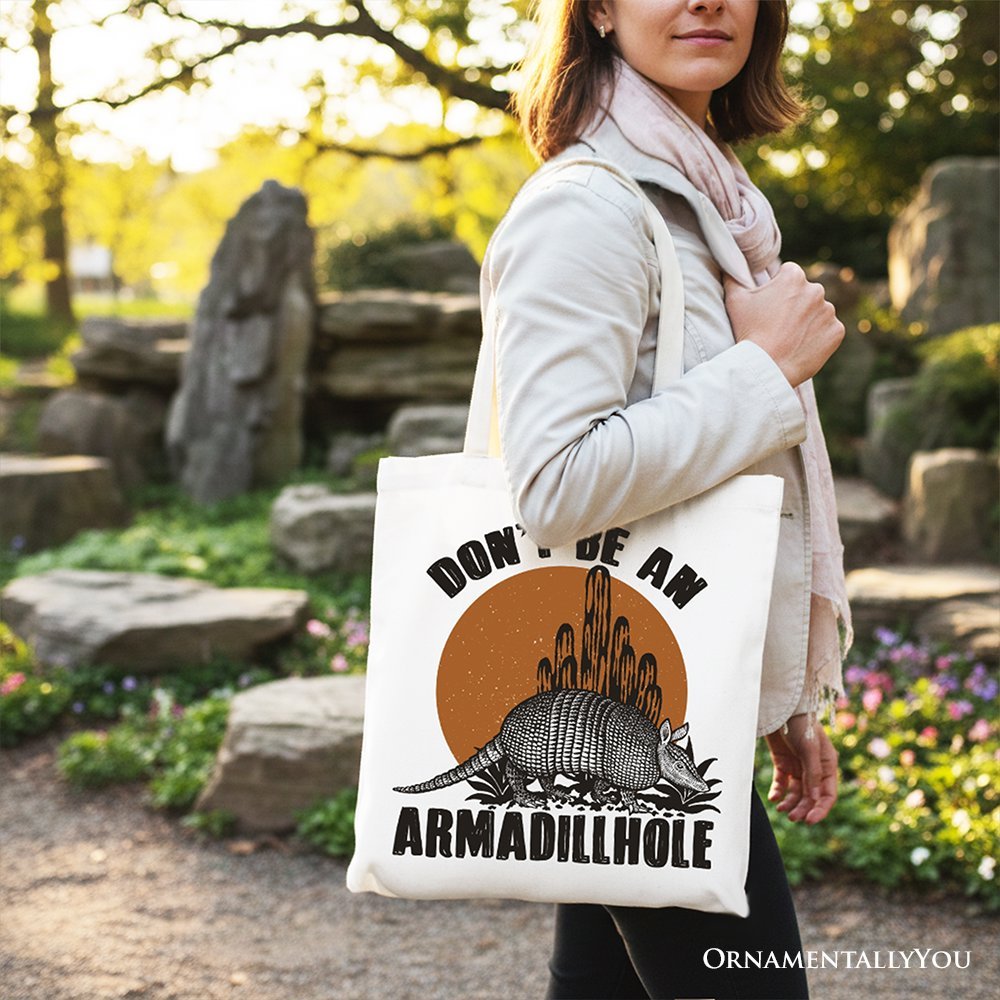 Don’t Be An Armadillhole Armadillo Canvas Tote Bag, Funny Western Animal Gift Shopper