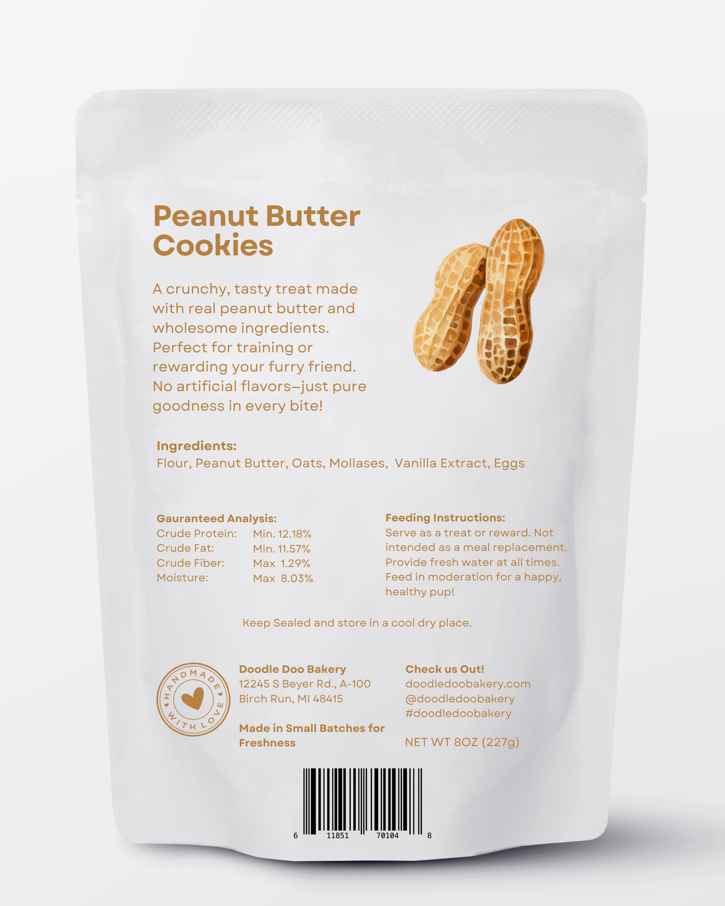 Homemade Peanut Butter Dog Cookies – 1/2 lb