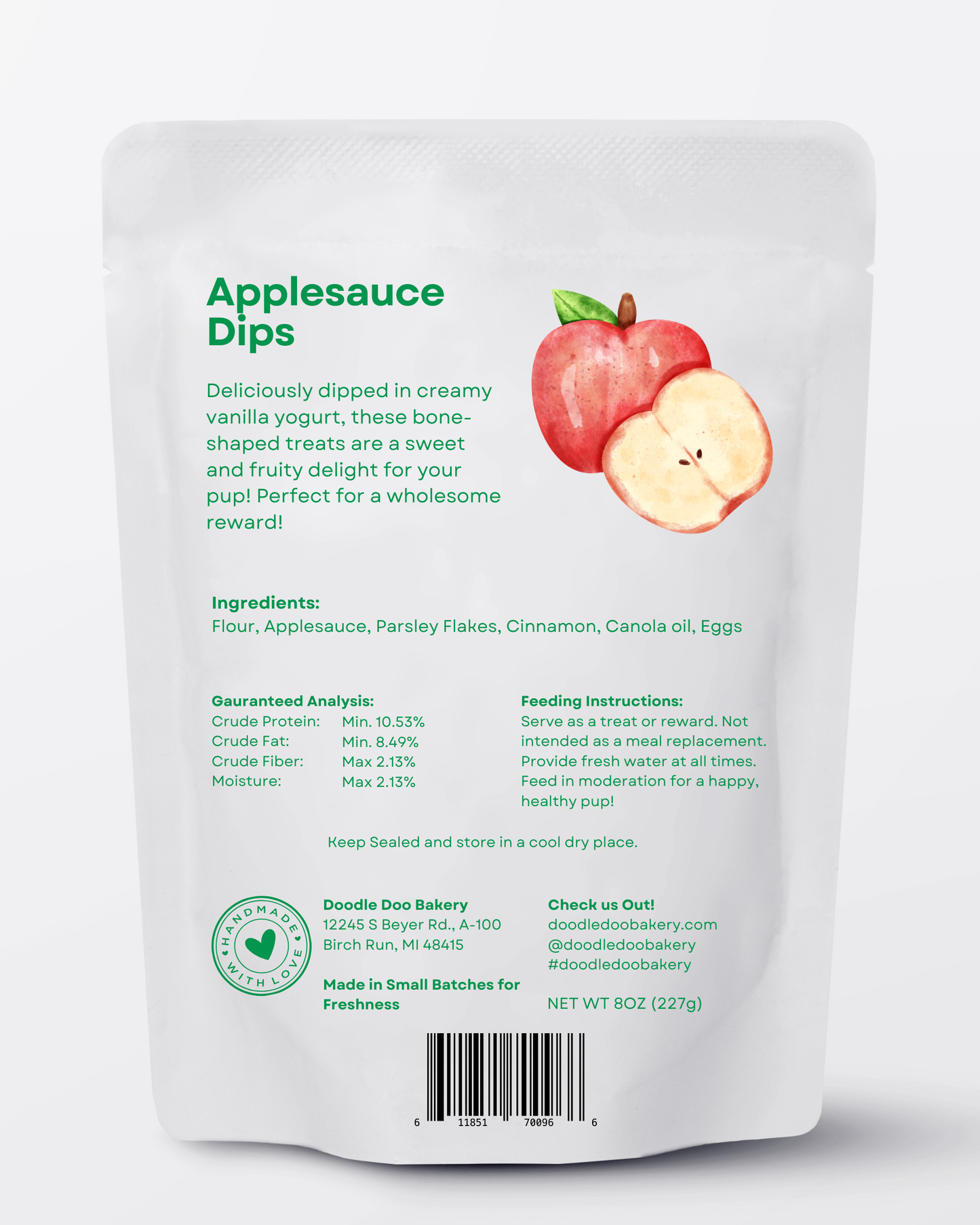 Homemade Applesauce Yogurt-Dipped Dog Treats – 1/2 lb