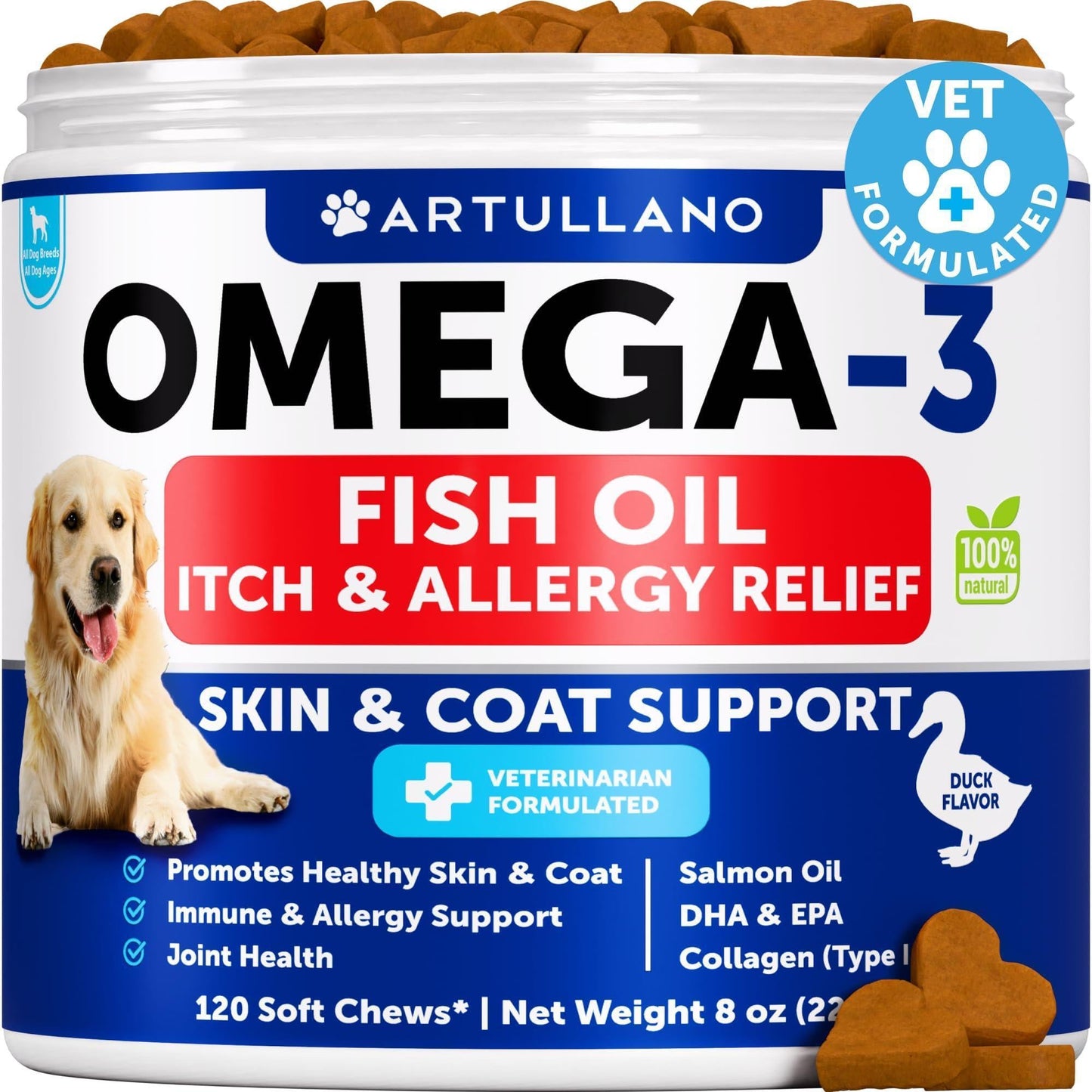 Skin & Coat Fish Oil Chews for Dogs 120 Soft Chews Omega