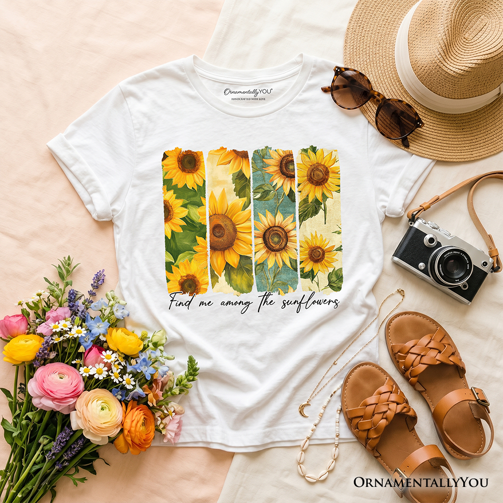 Find Me Among the Sunflowers Kids T-Shirt, Floral Tee for Youth Girls