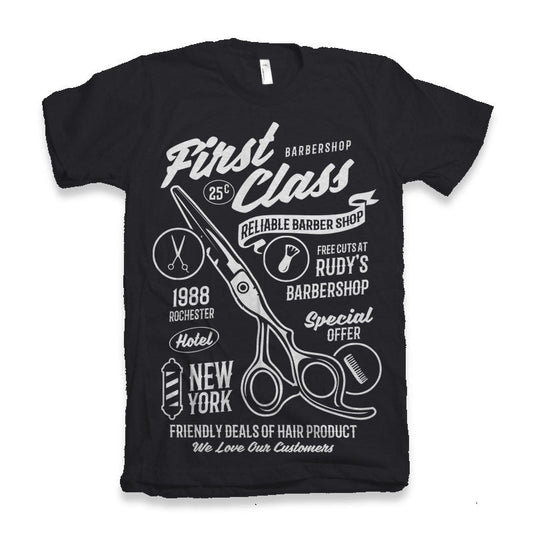 First Class Barber Men's Bamboo Viscose/Organic Cotton Short Sleeve Graphic T-Shirt
