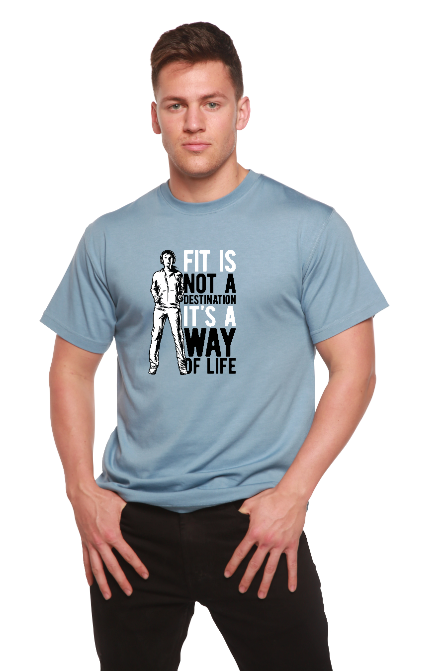 Fit is not a destination Men's Bamboo Viscose/Organic Cotton Short Sleeve Graphic T-Shirt - Shaketea