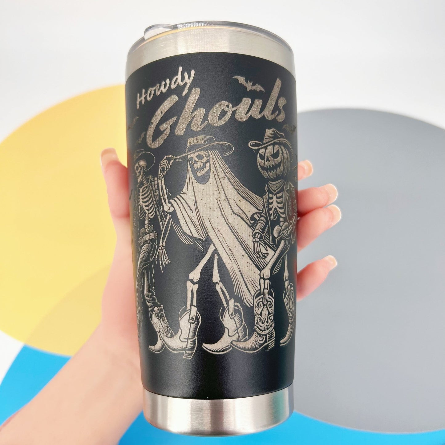 Halloween Tumbler 20oz Stainless Steel Insulated Bottle - Spooky Pumpkin Horror Theme - Gift Box - Drinkware, Flasks