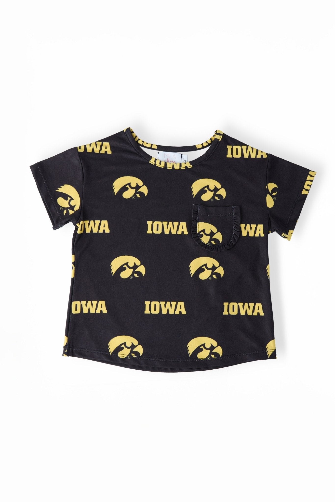 Iowa Black Tigerhawk Ruffle Pocket Tee