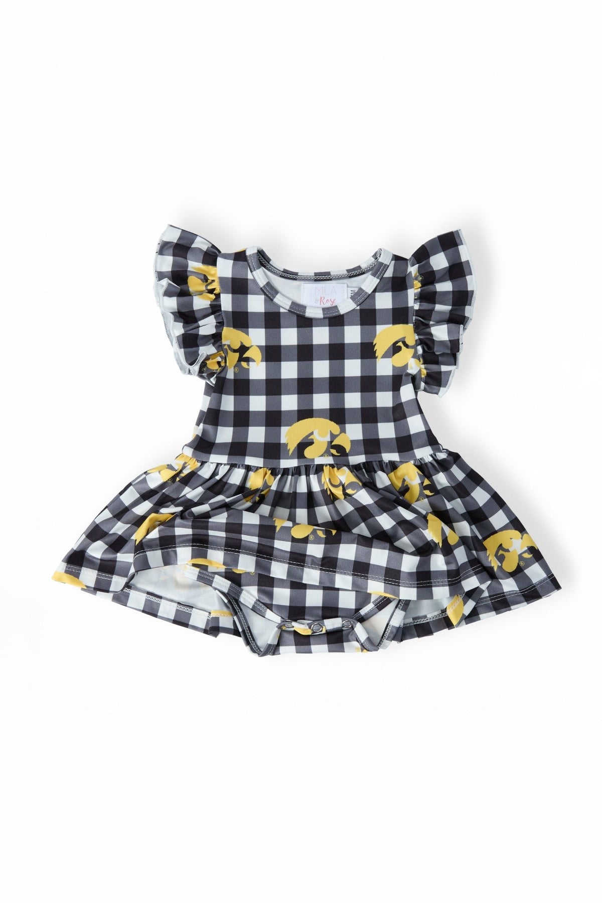 Iowa Plaid Tigerhawk S/S Flutter Twirl Bodysuit
