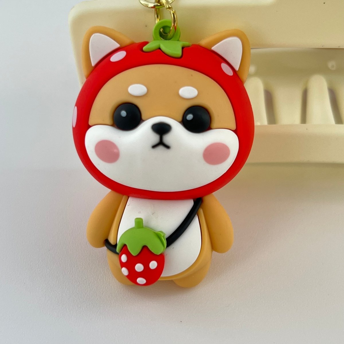 Kawaii Keychain Red Strawberry Shiba Inu