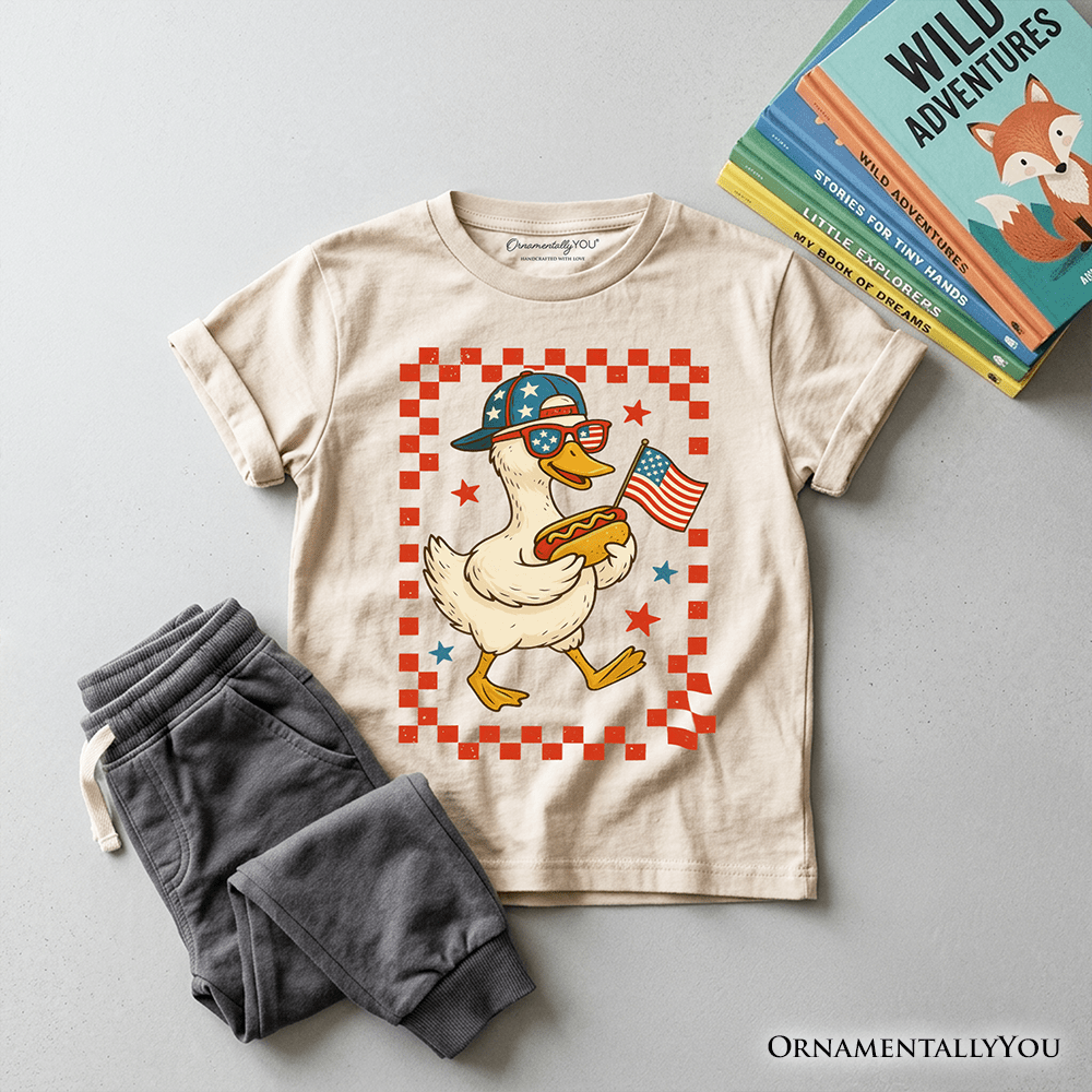 Kids 4th of July Patriotic Duck T-Shirt, Funny Youth Independence Day Tee