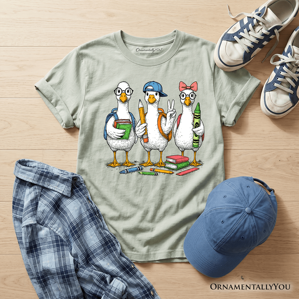Kids Goose Back to School T-Shirt, Cute Youth Student Classroom Tee