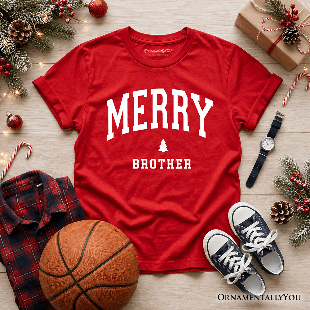 Kids Merry Brother Retro Christmas T-Shirt, Matching Family Holiday Youth Tee
