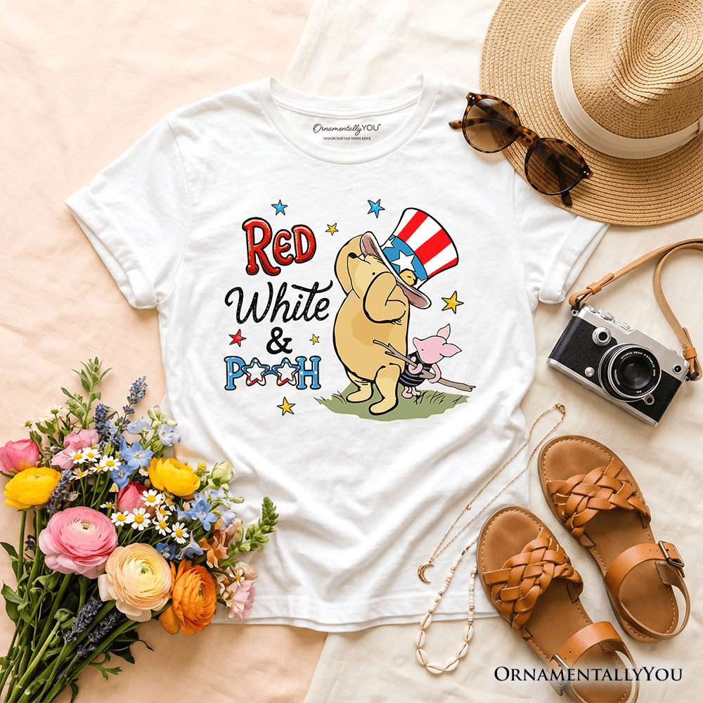 Kids Red White & Proud Winnie-the-Pooh T-Shirt, 1926 A.A. Milne Youth Patriotic 4th of July Tee