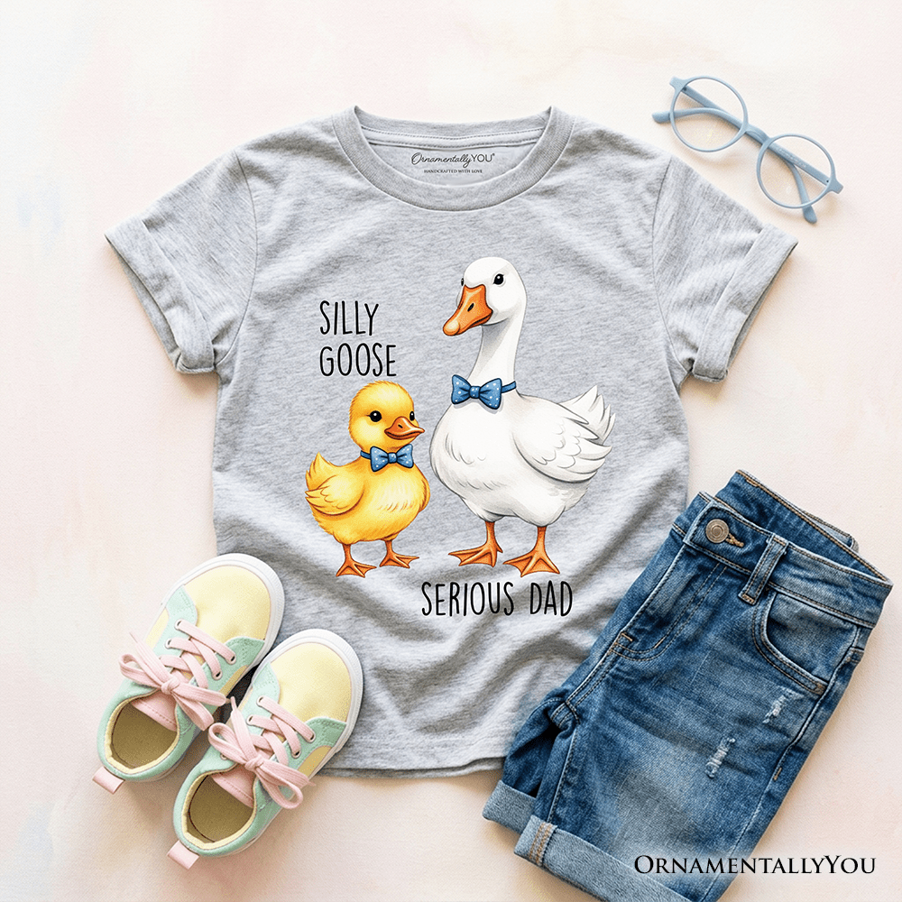 Kids Silly Goose Serious Dad Tie T-Shirt, Cute Duo Youth Tee