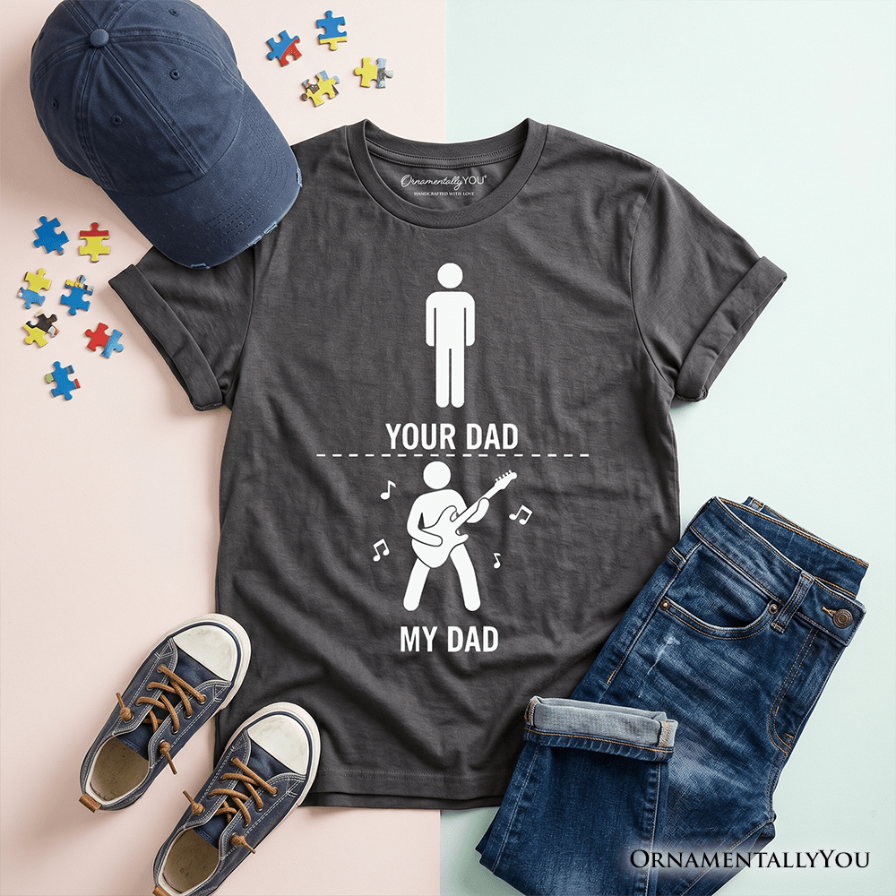 Kids Your Dad Vs My Cool Dad T-Shirt, Funny Bass Guitar Rock Father's Day Youth Tee