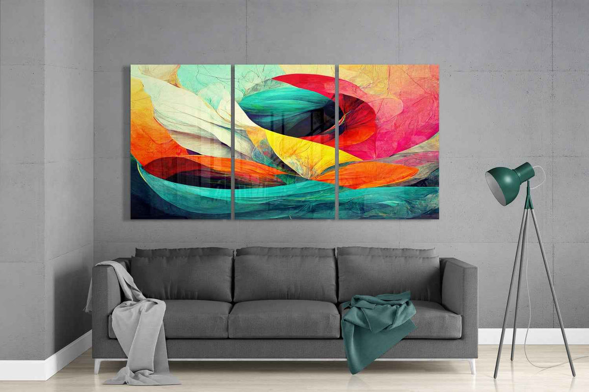 Vibrant Flowing Petals Glass Wall Art