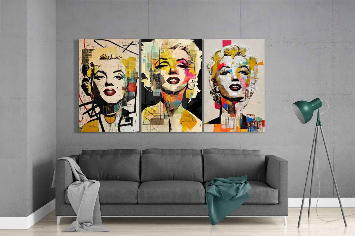 Triptych Pop Art Blonde Glass Wall Art