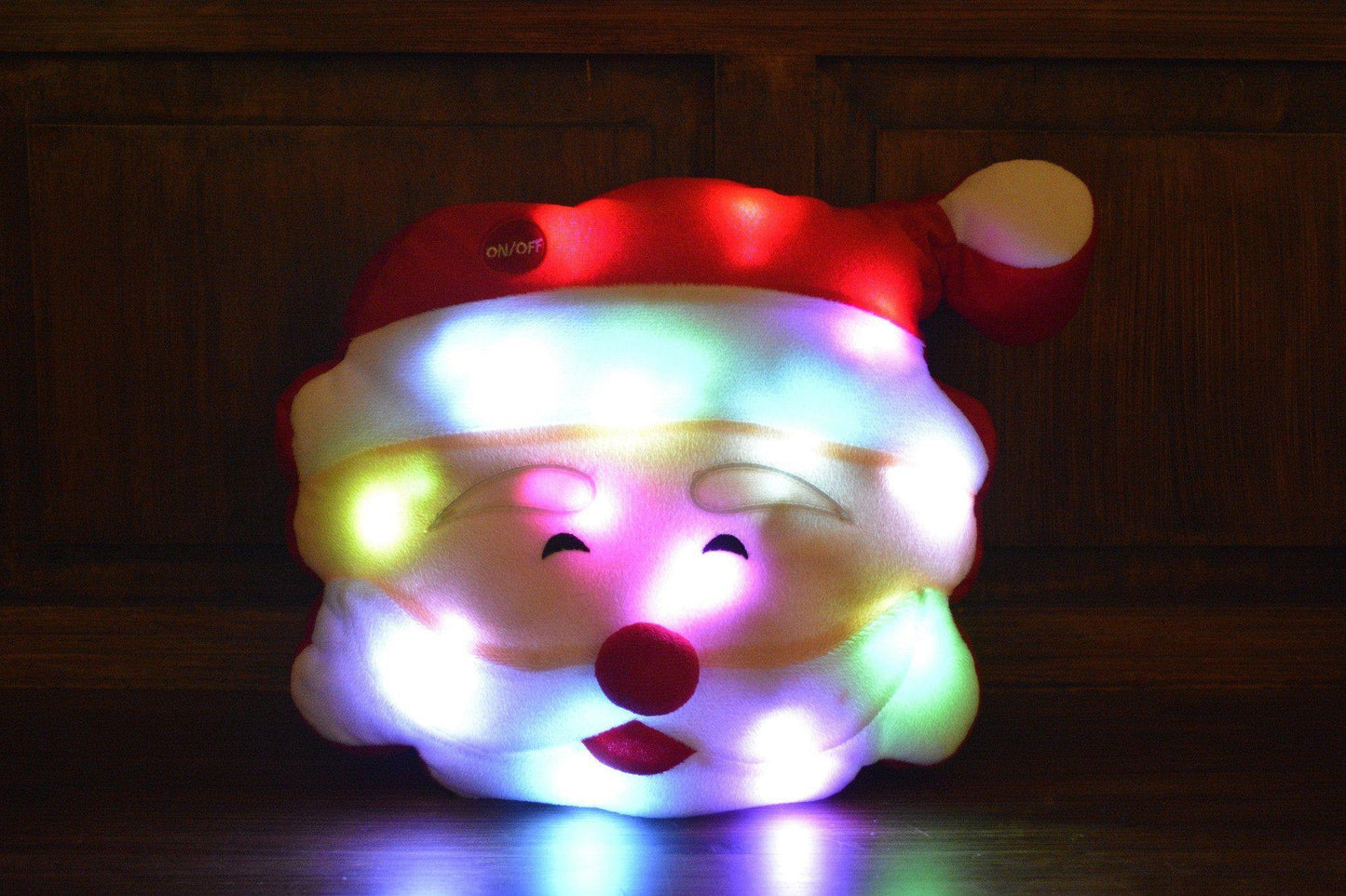Tache Squishy Light Up Cute Christmas Cheery Santa Microbead LED Throw Pillow