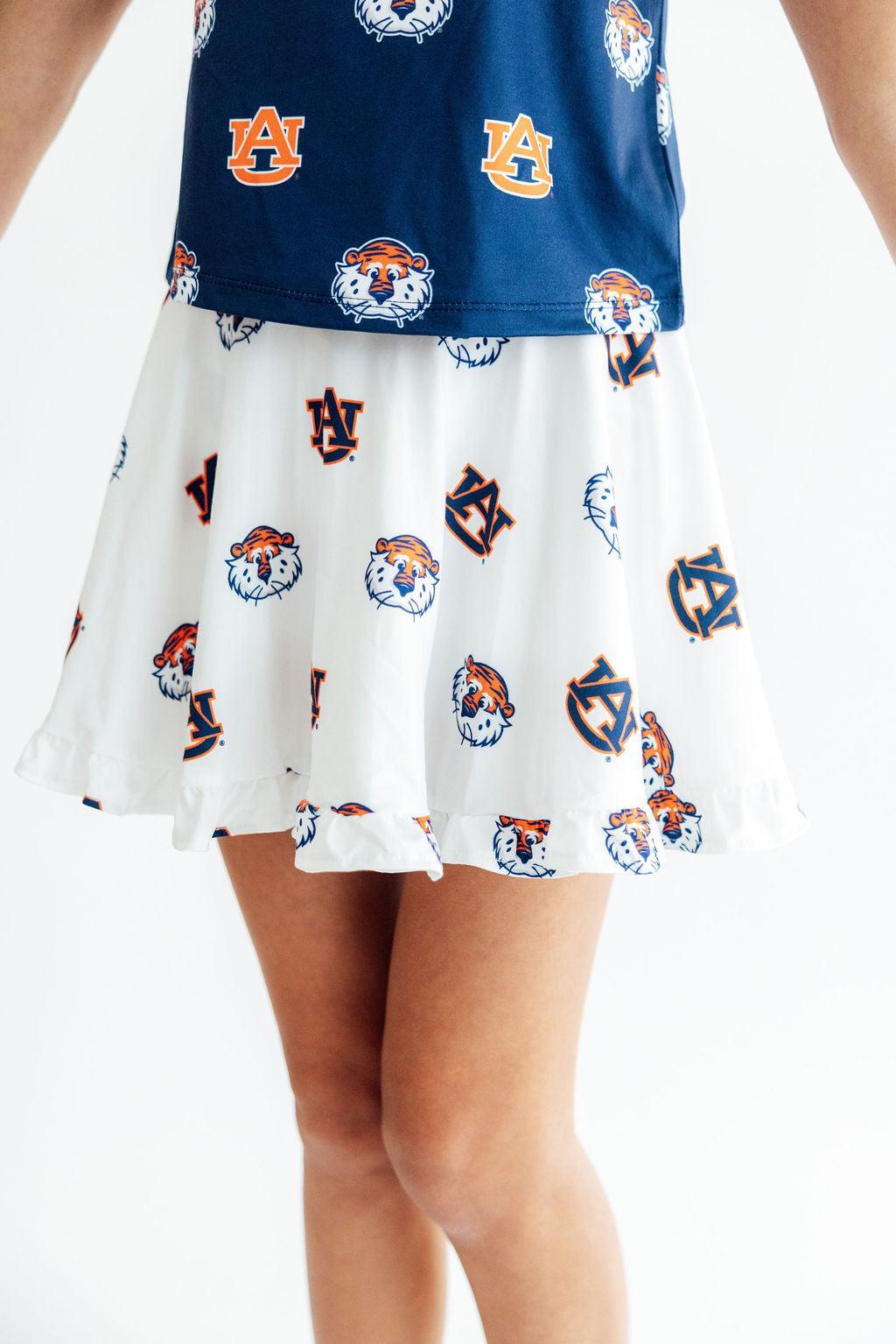 Auburn White Aubie Ruffle Twirl Skort - Shaketea