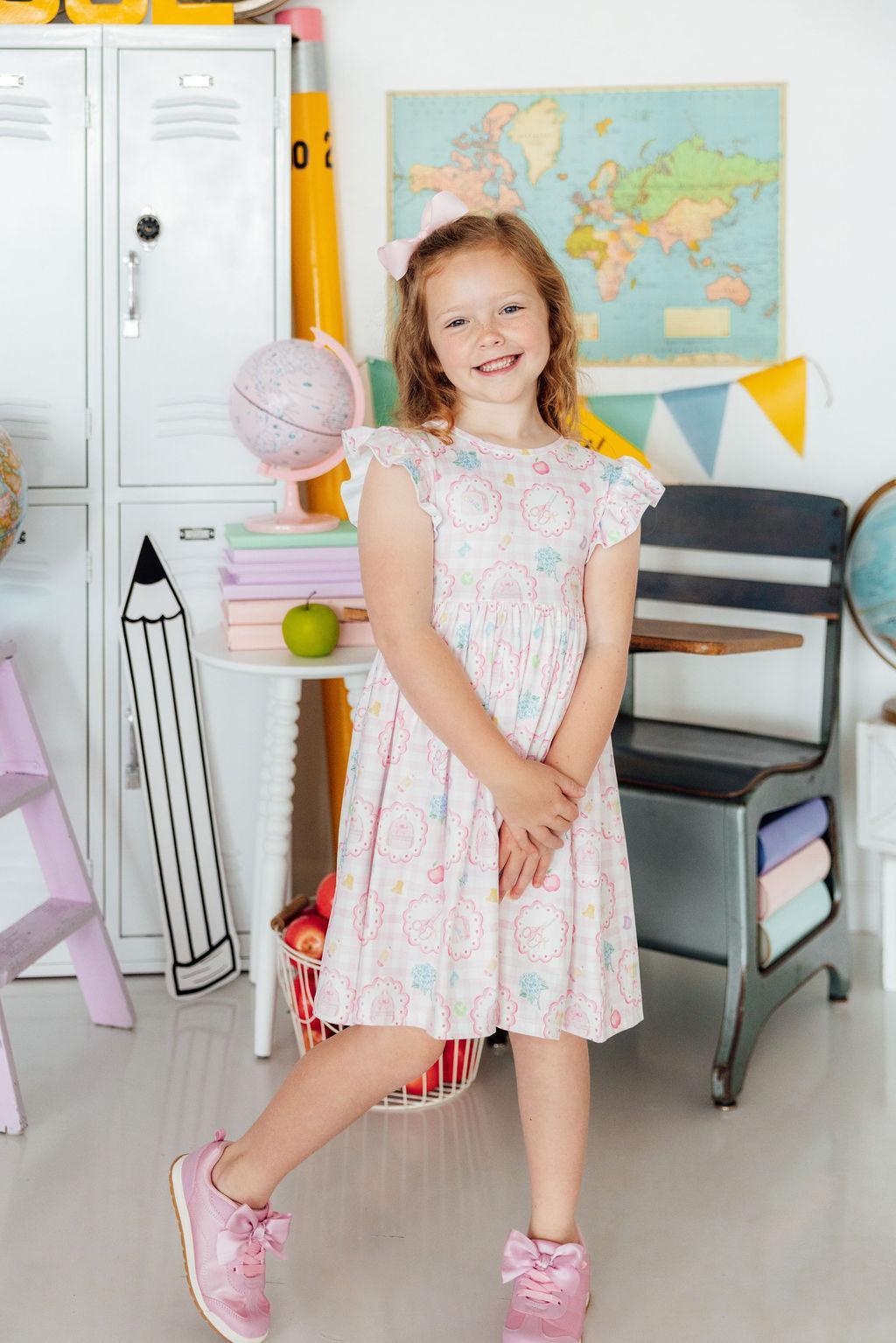 Apple of My Eye Flutter Sleeve Twirl Dress - Shaketea